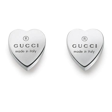 gucci trademark earrings heart-motif sterling silver stud earrings|gucci silver butterfly earrings.